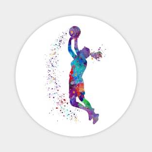 Basketball Girl Watercolor Painting Art Print Gifts Magnet